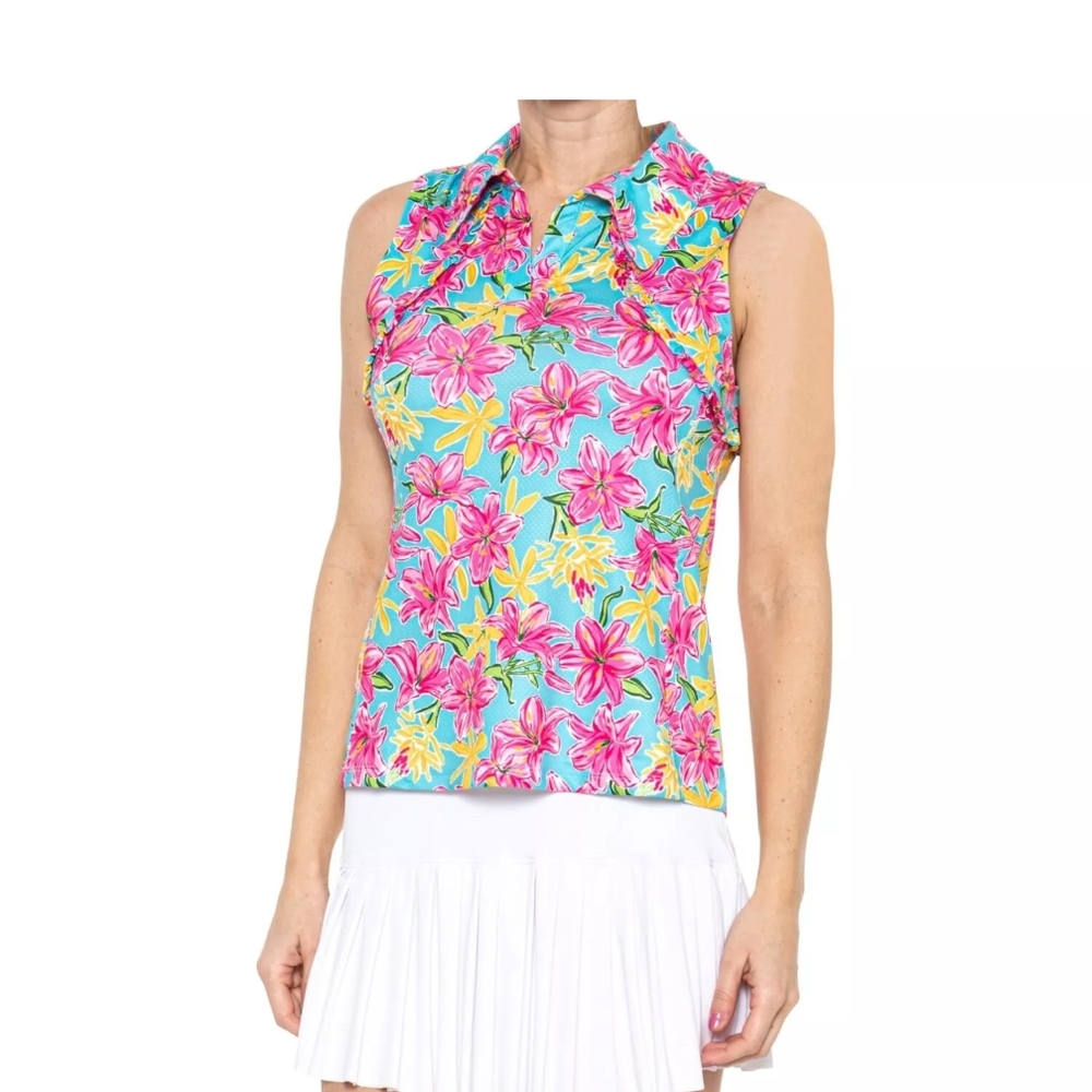 💎Gottex Blue Sleeveless Fitted Golf Tennis Tank Top